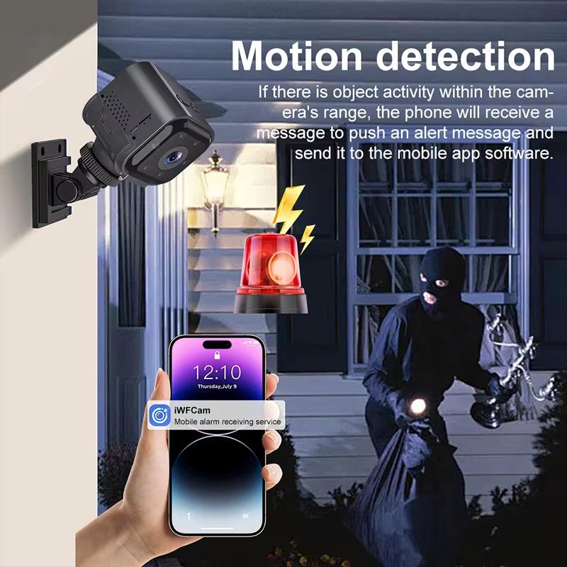Новая мини-камера WiFi 1080P, удаленный просмотр, звуковая сигнализация, ночное видение, сверхдолгое время ожидания 960 мАч, обнаружение движения, камера безопасности для велоспорта
