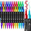 24colors Vibrant Dual-Tip Acrylic Paint Markers Set - Brush & Dot Tips, No Bleed Ink - Perfect for Rock, Wood, Canvas
