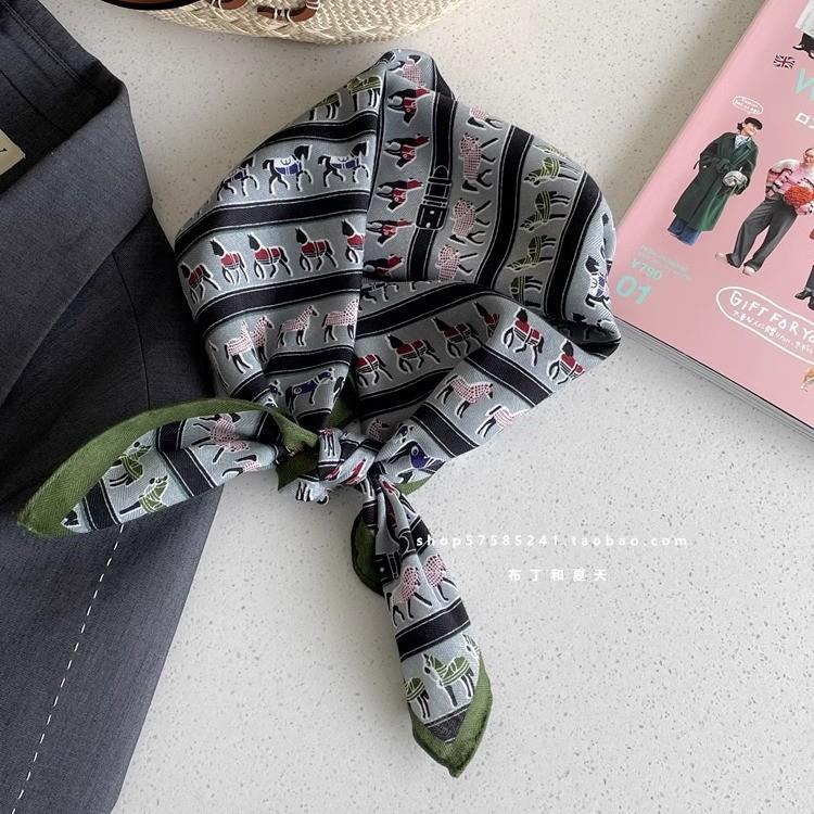 Pony Belt Printed Large Square Scarf Soft and Skin Friendly Shawl Breathable Neck Scarf Silk Scarf for Women