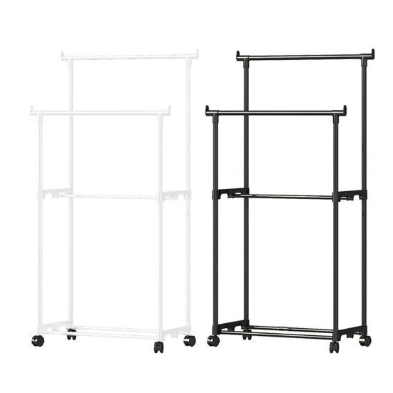 Modern Modular Storage Rack Coat Hanger Strong Load-bearing Easy Assembly Double Rod