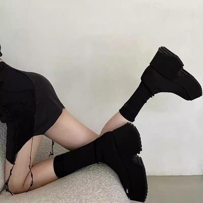 Женские стрейчевые ботильоны высокого класса - Ретро квадратный носок, Массивный каблук, Платформа (2025)