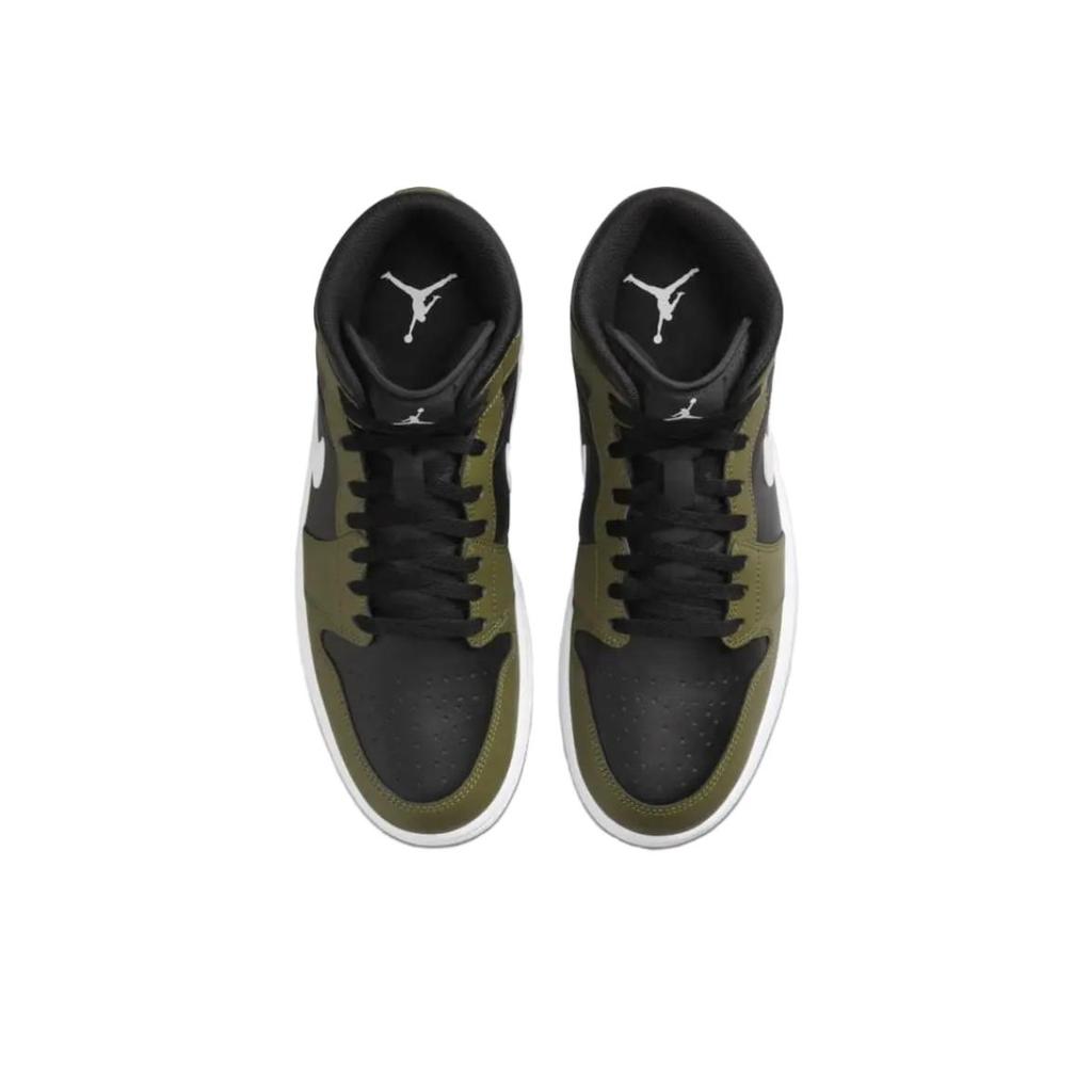 Кроссовки Air Jordan 1 Mid Medium Olive Унисекс Зеленый Черный Белый DQ8426-092