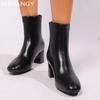 Модные женские кожаные ботильоны с острым носком, элегантные туфли на высоком каблуке, женская обувь 2025 года, трендовые зимние туфли-лодочки, ботинки челси, женские ботинки