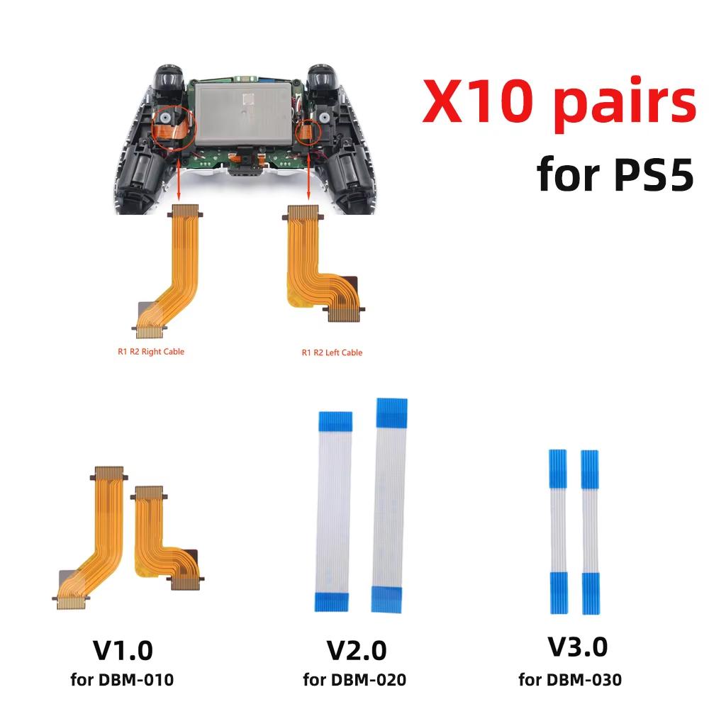 10 Pairs R2 L2 L1 R1 Trigger Button Ribbon Flex Cable Replacement for Dualsense PS5 Controller BDM-010 020 030 Repair Parts