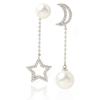 Luxury Imitation Star Moon Asymmetry Long Earrings Elegant Lady Jewelry KTJ