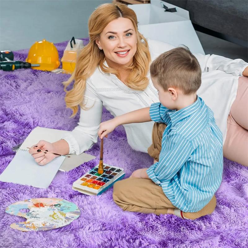 Fluffy Runner Rugs for Bedroom Living Room Soft Shag Rug Tie-Dye Gradient Silk Wool Carpet Soft Plush Area Carpet