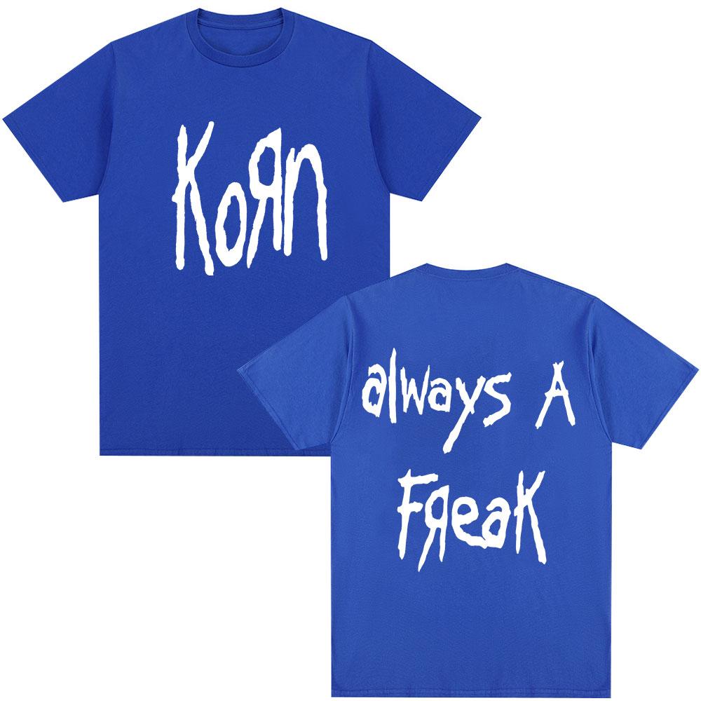 Korn Always A Freak Футболка с мерчем Металл Готика Рок-группа Топ Унисекс Женская Хлопок Оверсайз Y2K Короткий рукав Футболка Уличная одежда
