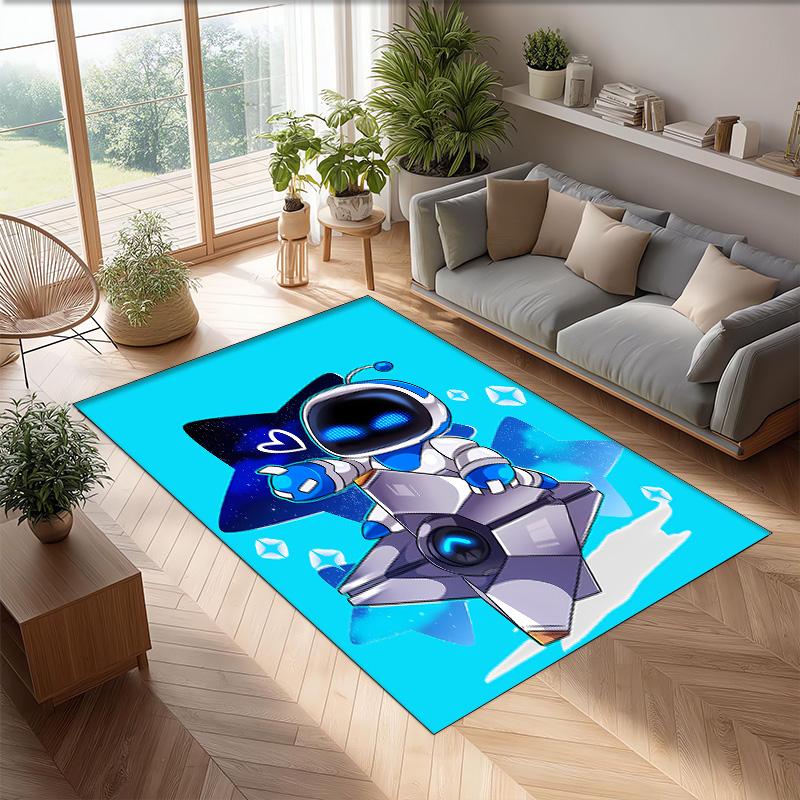 Astro bot Printed Crystal Velvet Area Rug, Soft Anti-Slip Water Absorbent Floor Mat for Living Room Bedroom