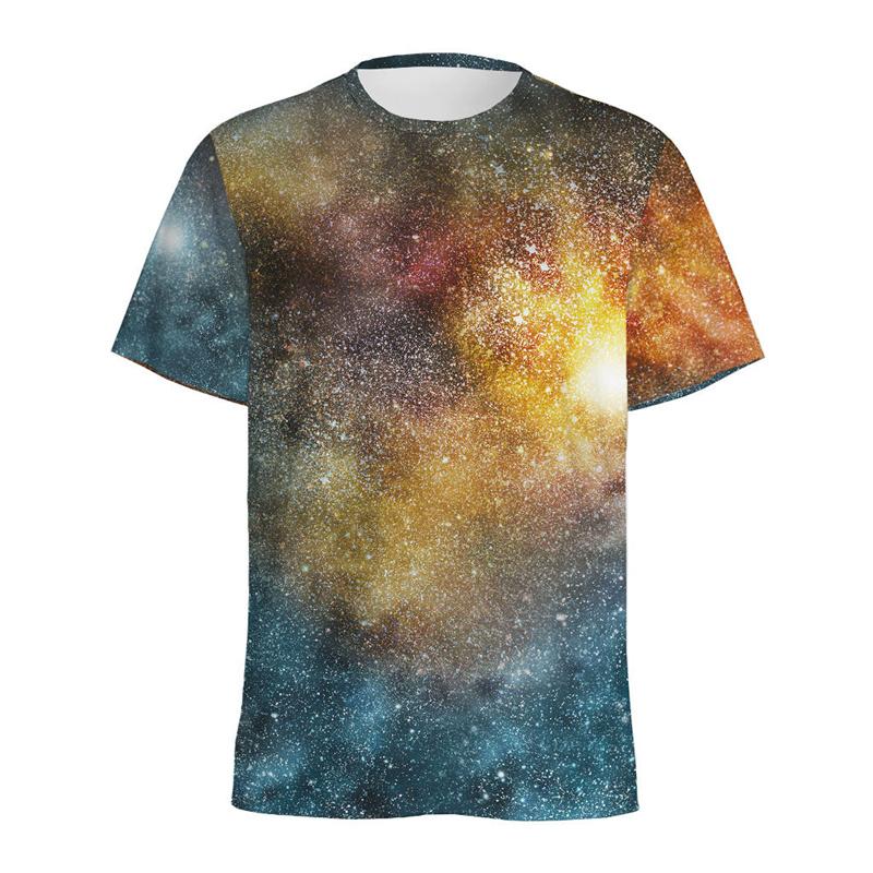 Футболка с красочным рисунком галактики и космоса для мужчин, с круглым вырезом и коротким рукавом, с принтом вселенной и звездного неба, футболки, топы, женская свободная футболка