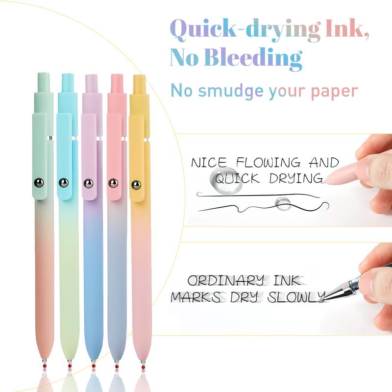 5Pcs Stress Relief Carbon Gel Pens Set High Value Rainbow Press Type Quick Drying for Students Nurses Journal Office Supplies