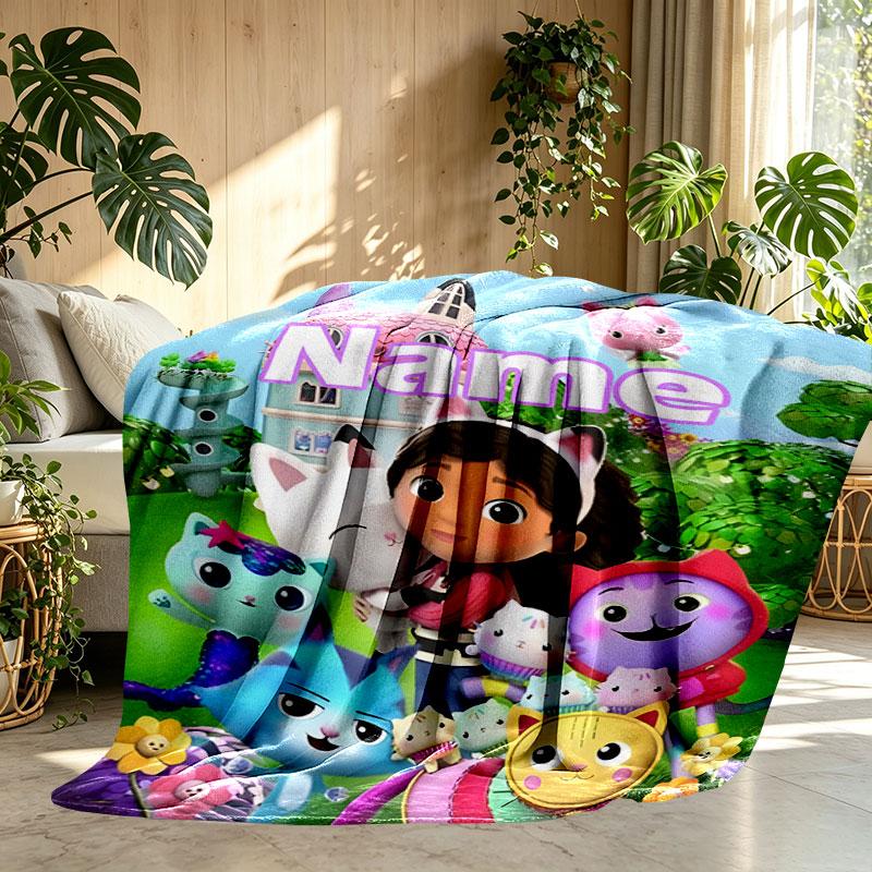 Custom Name Personalized Gabby's Dollhouse Print Blanket, Home Decor, Bedroom, Sofa, Camping, Couch, Gifts for Birthday Christmas