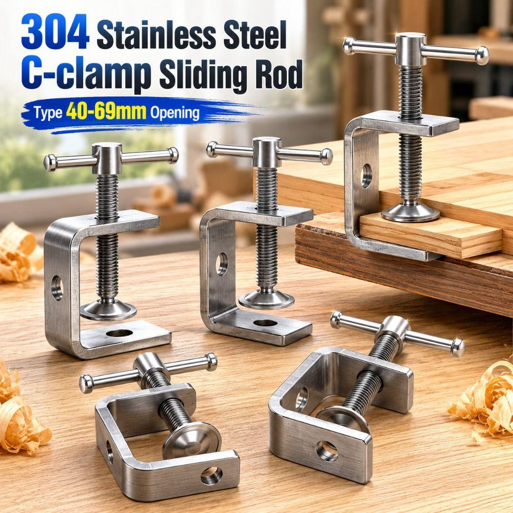 304 Stainless Steel Square Clamp Adjustable Fixed Holder Clip C-clamp Hardware Fasteners