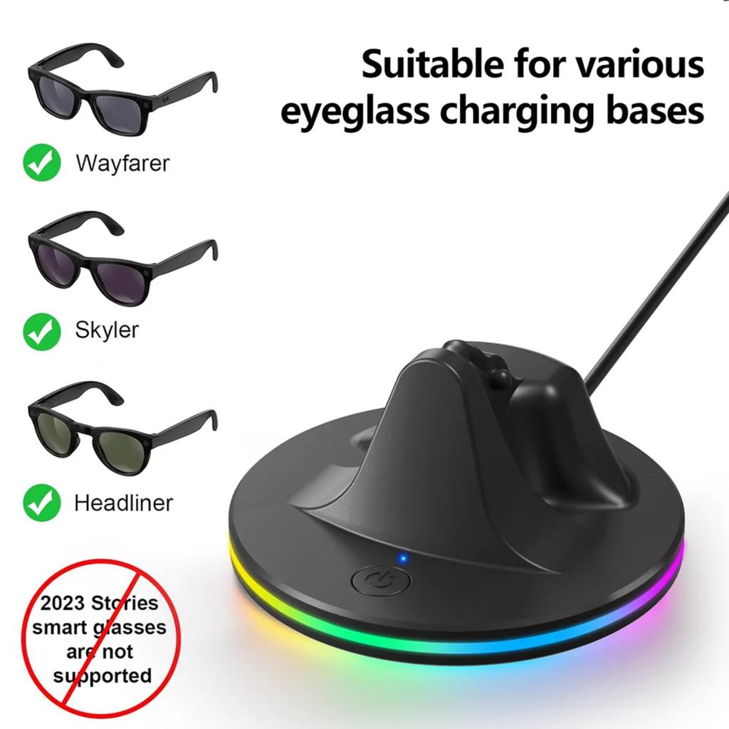 Зарядная станция для умных очков AI, RGB, Type-C, легкая, удобная для переноски, подходит для различных очков