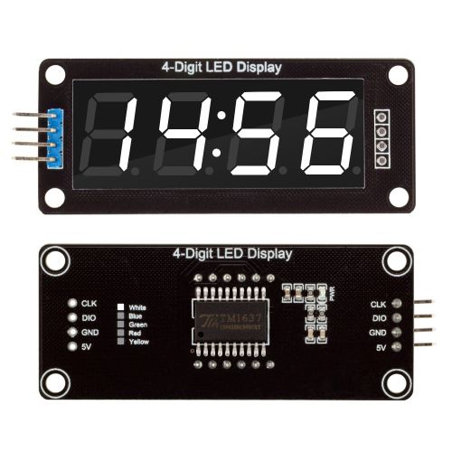 TM1637 0.56" 4 Bit LED Digital Tube Display 7 Segments Yellow/White/Red/Green/Blue Clock Digital Tube Display Module for Arduino