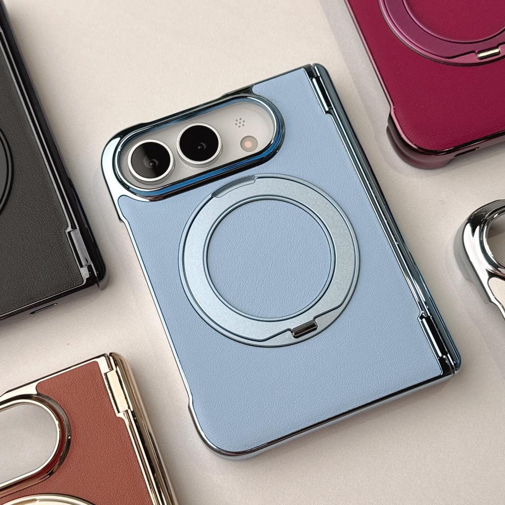 360° Rotating Stand Leather Phone Case For Apple Iphone 18 Ultra Magnetic Holder Phone Cover For Magsafe Bracket Fold Shell