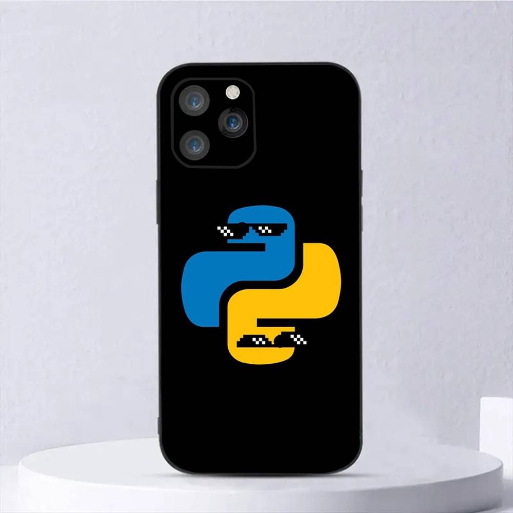 Чехол для телефона с языками программирования Java для iPhone 16,15,14,13,12,11,Plus,Pro Max,XS,X,E,SE,Mini Мягкий силиконовый Черный чехол