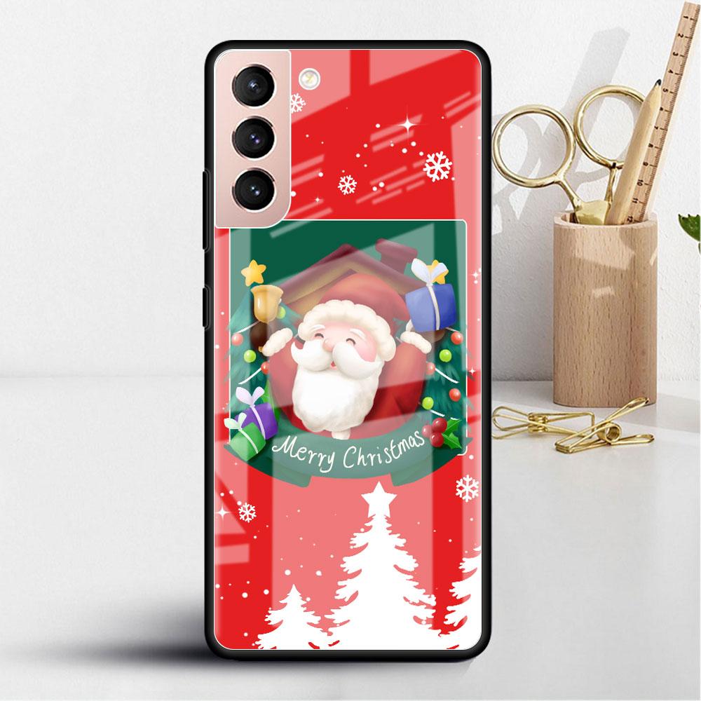 Рождественский мультяшный снеговик стеклянный чехол для Samsung Galaxy S22 S20 FE S21 Plus чехол для телефона S10 5G S9 Note 20 Ultra 10 Lite оболочка