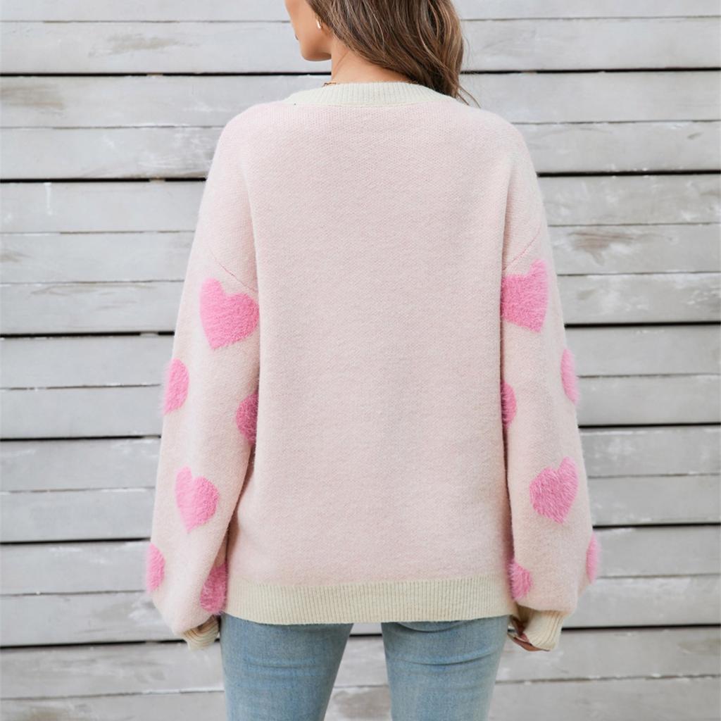 Женская повседневная мода круглый вырез воротничок сердечко свитер трикотажная нижняя рубашка