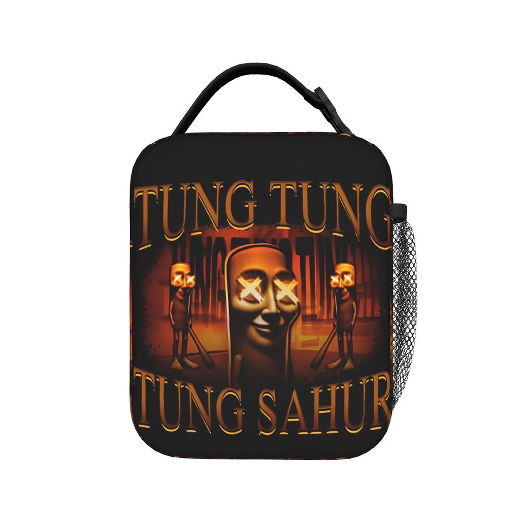 Смешная Tung Tung Tung Сахур Бро Изолированная Сумка-Ланчбокс Сумка-Холодильник Многоразовая, Контейнер для Еды Большая Сумка-Тоут Ланч-Бокс Сумка для Еды