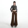 American coffee color low waist slightly pulled jeans women's spring new Spice Girls loose and thin without legs flared pants