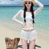 [Lime Tea] Star Print Casual Thin Cover-up for Women, Summer Bikini, Mint Green Swimsuit, Lace Set