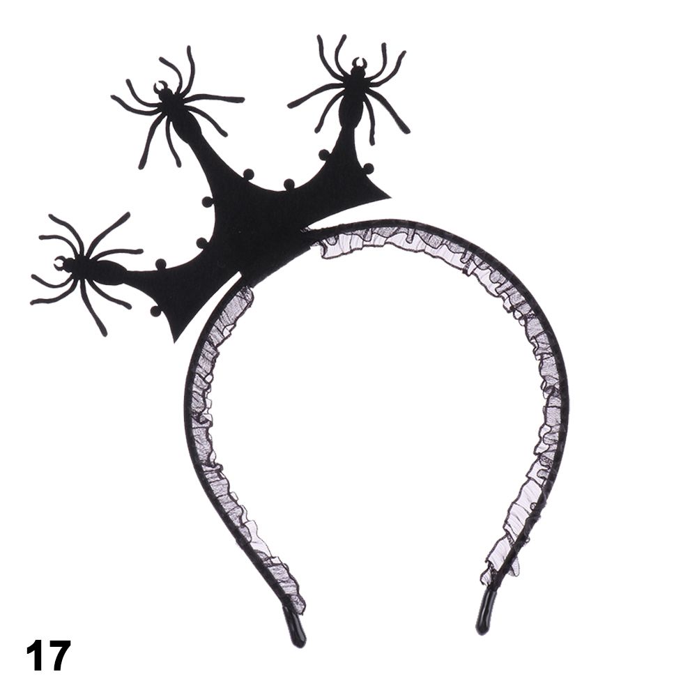 Головной убор для вечеринки Повязка на голову на Хэллоуин Маска-паук Повязка на голову Рог дьявола Обруч для волос Кружевная вуаль Верхушка