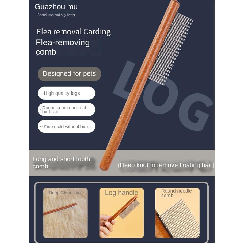 Cat Comb Cat Accessories Stainless Steel Pet Hair Remover Wooden Handle Solid Cat Hair Comb Pet Grooming Dog Brush Cleaning Tool