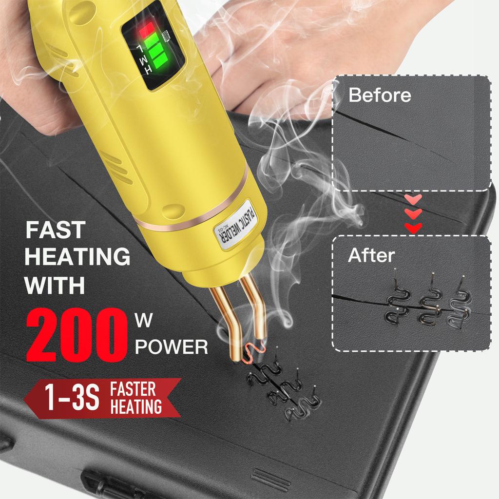 200W Cordless USB Rechargeable Plastic Welder,Plastic Welding Kit with 400PCS Hot Staples for Car
