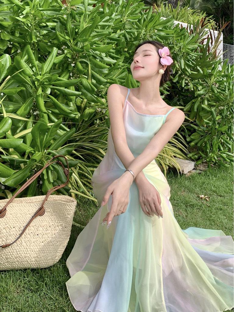 French Style Summer Fairy Suspender Dress for Women - Beach Vacation