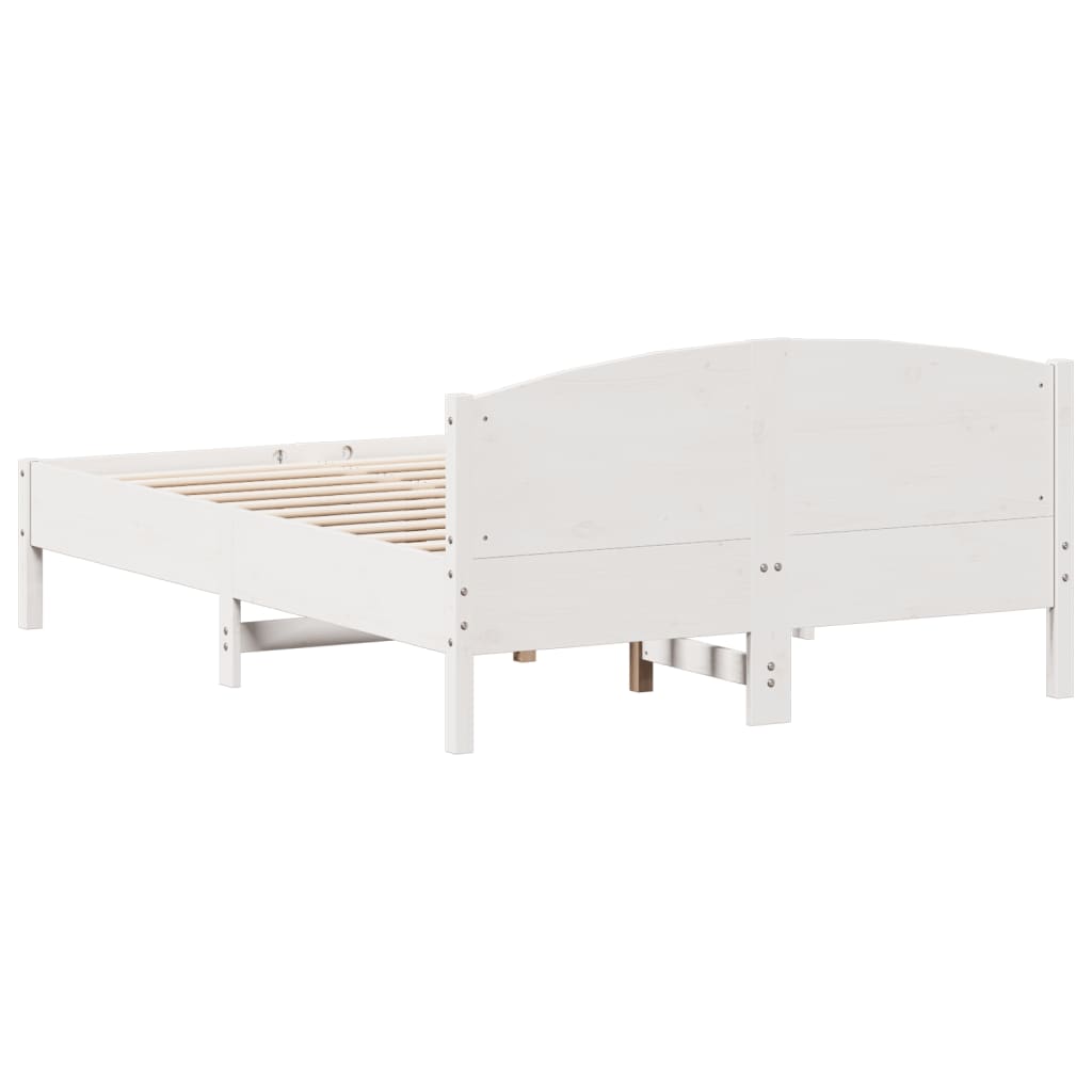 Vidaxl Rama Łóżka Bez Materaca, Biała, 140X190 Cm, Lite Drewno Sosnowe