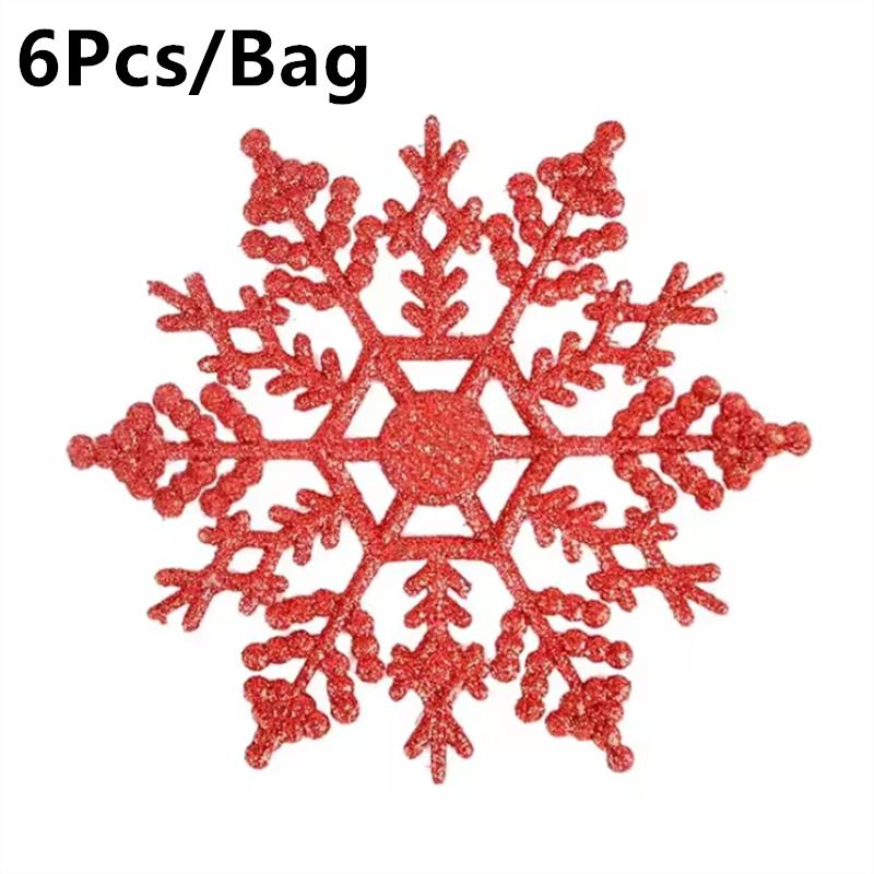 Украшения Рождественские снежинки 6 шт. Украшения Рождественская елка Серебряный блестящий кулон Искусственная пластиковая поддельная снежинка бусина