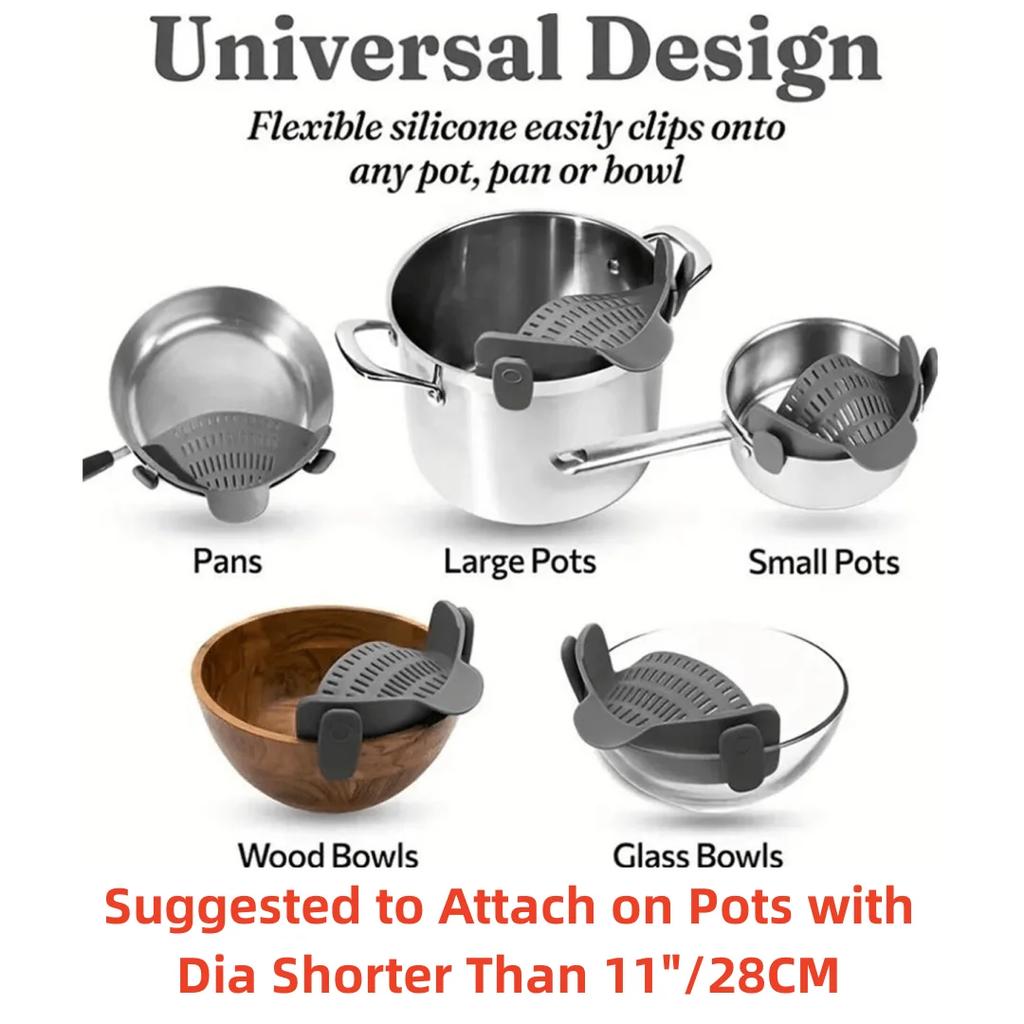 Сито, Сито для кастрюль, Регулируемое зажимное сито для кастрюль, сковородок и мисок, Сито для кухонных кастрюль, Силиконовое сливное устройство с широким горлом