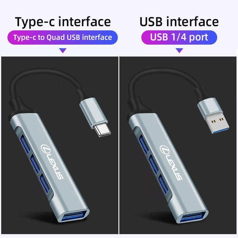 3-портовый USB Type C ХАБ 3.0/2.0 OTG Адаптер Автомобильные Аксессуары Для Lexus FSPORT LBX NX RX 350h 450h ES UX 300e GS GX IS LS LX CT LC