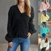 Autumn Casual Loose Top  Outerwear V-neck Long-sleeved Ladies Knitted Sweater Cardigan