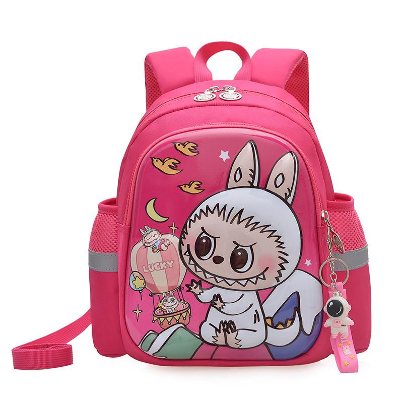 Labubu Школьный рюкзак Мультяшный школьный рюкзак для мальчиков и девочек 2-4 лет Маленький рюкзак с защитой от потери 3D Трехмерный рюкзак с жестким корпусом CLE