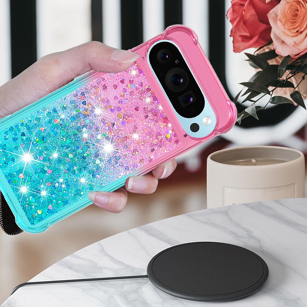 Блестящий чехол с переливающимся наполнителем и блестками для Google Pixel 10 9 8 Pro XL 8 9A 8A 7A, чехол-водопад
