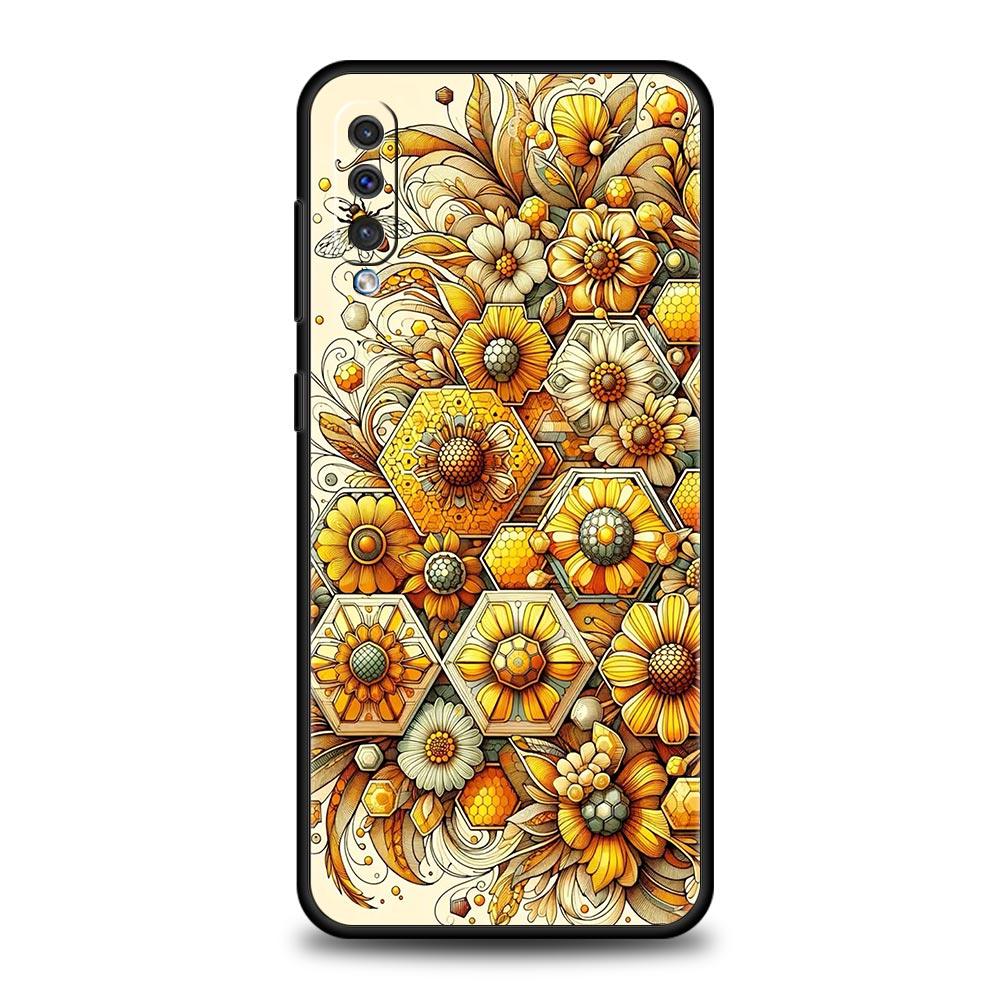 Honeybee Flower Pattern Phone Case for Samsung Galaxy A56 A36 A26 A16 A34 A24 A42 A22 A20 A12 A40 A30 A10 Soft TPU Cover Shell