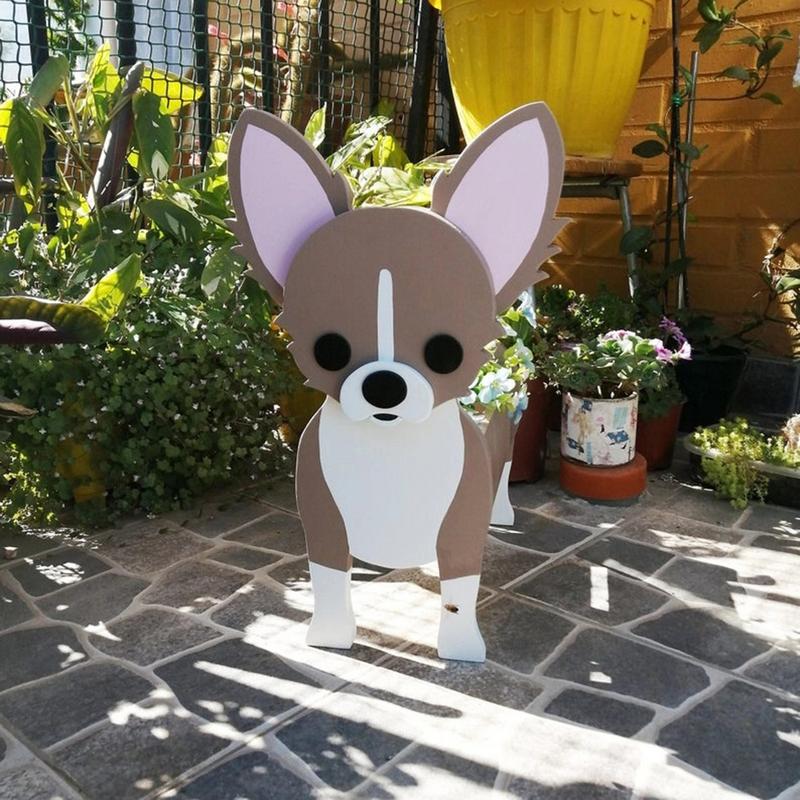 Cute Animal Shaped Flower Planter PVC Pet Dog Potted Garden Yard Decoration Plant Container Holder For Outdoor Indoor Plants