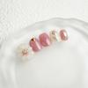 HANDMADE Artificial Nail Fake Nails Hand-Painted Tulip 3 D Flower Pink White Short Square Circle Phototherapy Nails Fake Nails Reusable