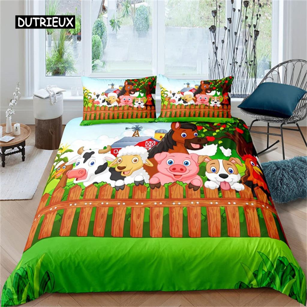 Cute Pig Duvet Cover Kawaii Pig Bedding Set Polyester Pigs Floral Comforter Cover Twin King For Teen Boy Girl Gift Room Decor