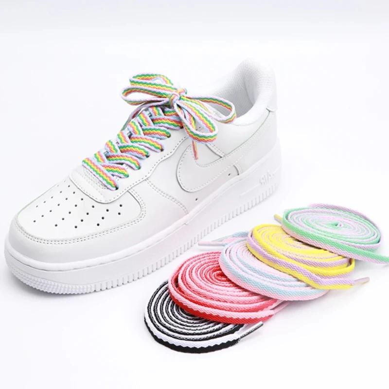 1 пара кроссовок для шнурков Оригинальные AF1AJ Colorblock Классические шнурки Плоские хлопковые полиэстеровые шнурки Модные спортивные шнурки