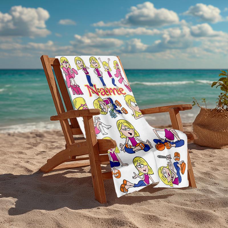 Custom Name Ultra-Soft Beach Towel with Lizzie McGuire Theme,Ideal for Pool - Camping, Diving - Perfect Travel Essential, Vibrant Beach Towel.