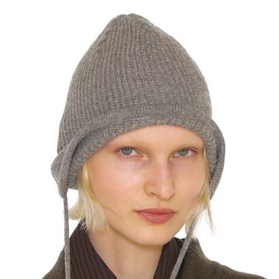 Золотистая латунная этикетка Унисекс Зимняя кашемировая смесь Завязки На ушах Ветрозащитная Теплая Однотонная Посадка Мешковатая шапка Вязаная шапка Снежный череп Стильная Лыжная Корейская