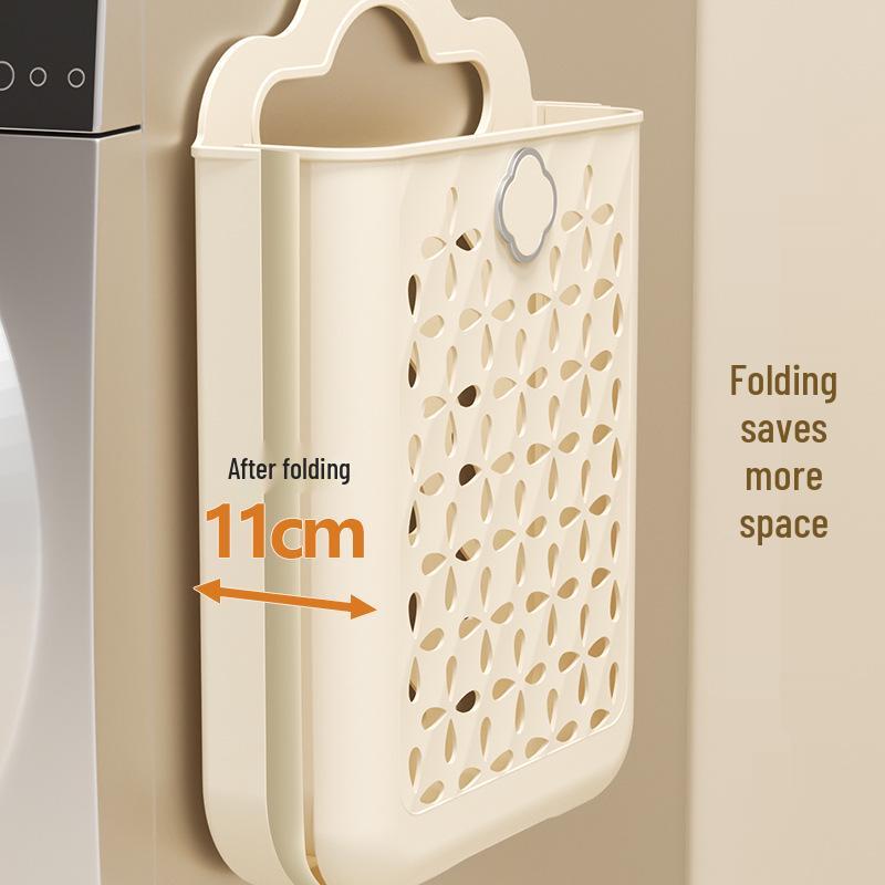 Wall-Mounted Foldable Laundry Hamper: Large Capacity Dirty Clothes Storage Basket for Bathroom and Household Use.