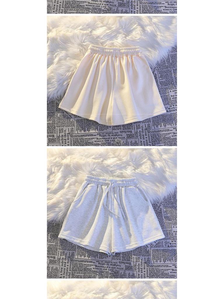 2025 Women's High-Waisted Loose American Style Casual Sports Shorts - Solid Color Summer Hot Pants