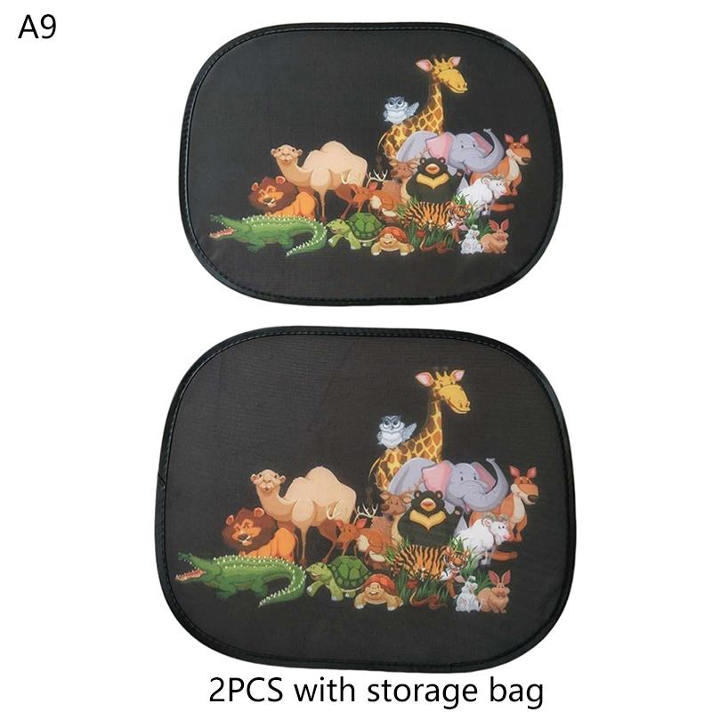 2 шт. солнцезащитные шторы для боковых окон автомобиля, регулируемые шторы для автомобильного стайлинга, солнцезащитный козырек с рисунком животных, жалюзи, солнцезащитный козырек