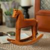 Wooden Rocking Horse Decor Table Decoration Rustic Gift Figurine for Cabinet Home