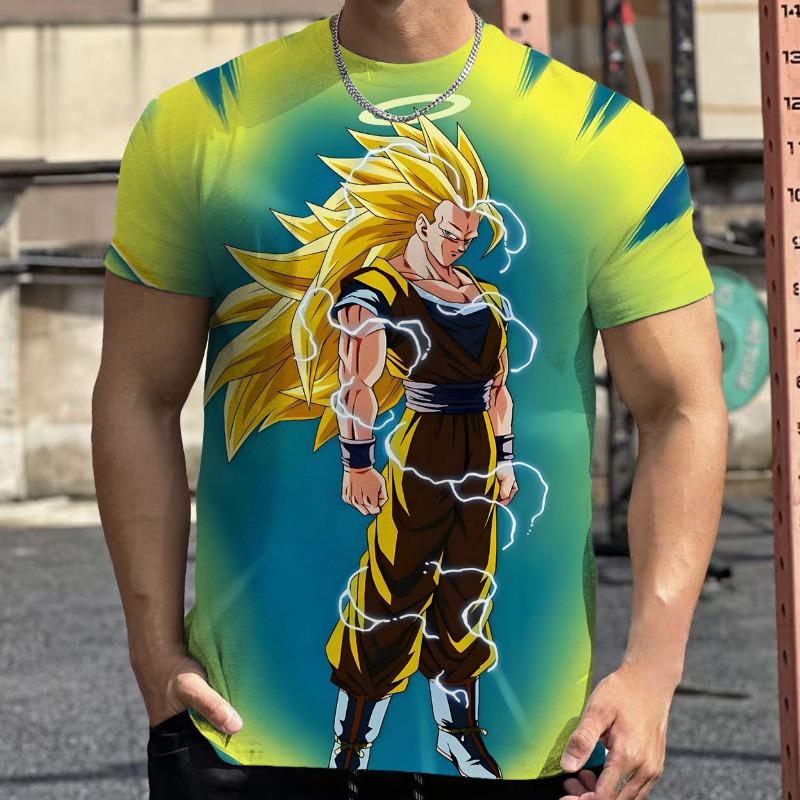 2025 Новая детская футболка Dragon Ball Z, мужская/женская футболка с 3D-принтом Goku, уличная футболка, спортивная быстросохнущая футболка