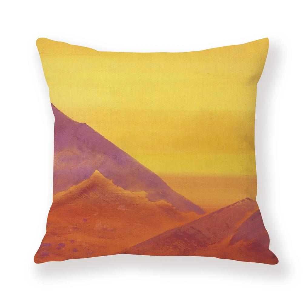 Juste de coussin de voiture de canape de Bureau, taie d'oreiller de luxe, украшение дома, мотив ciel coloré de montagne de neige