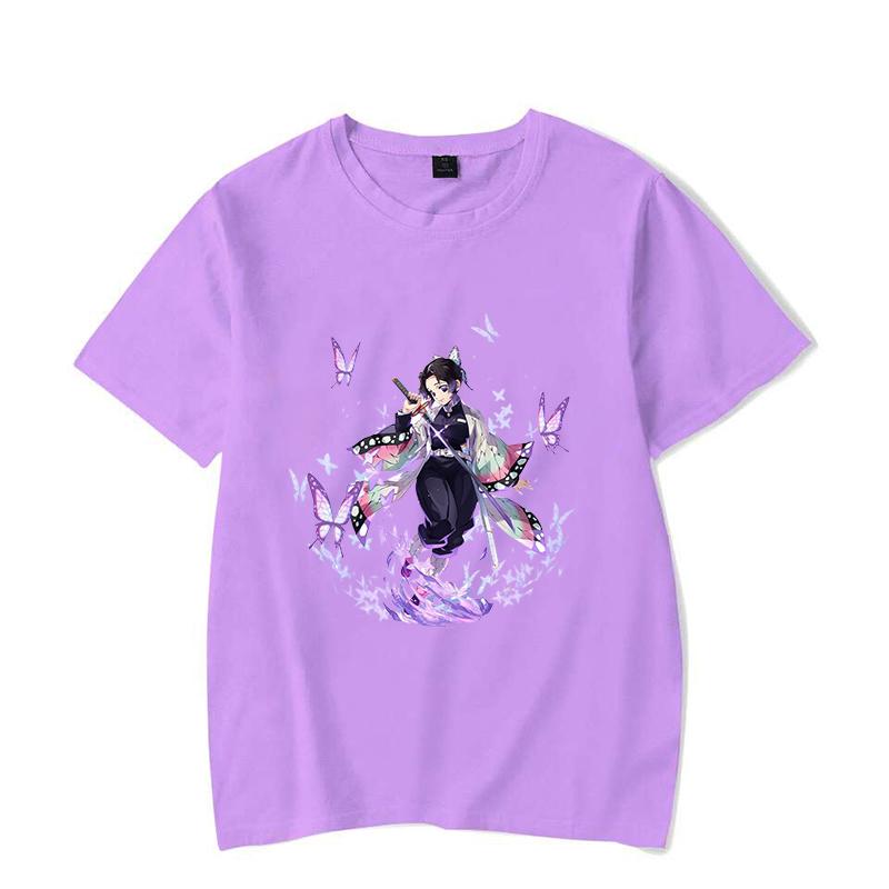 New Kochou Shinobu Print T-shirts for Women Men Summer Tee Shirt Harajuku Anime Casual Round Neck Short Sleeve Tops